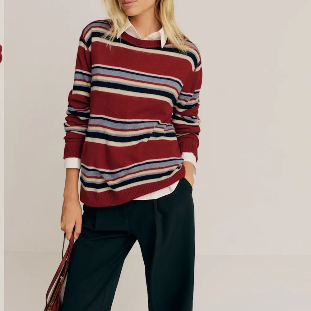Reformation Red & Blue cashmere boyfriend sweater